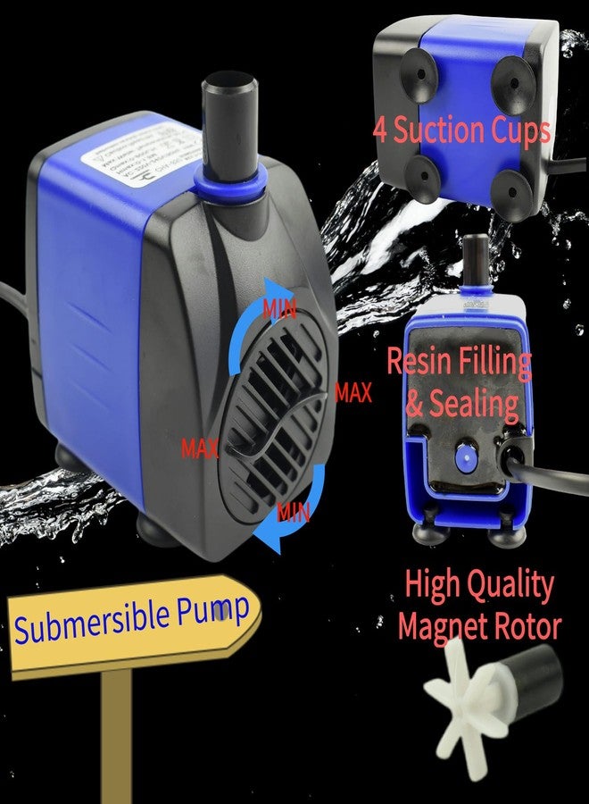 Conquerall CHA-750 720L/H AC 110V 185GPH Submersible Pump 12W Quiet Water Pump 3.94ft High Head for Fish Tanks, Ponds, Aquariums, Tabletop Fountains, Hydroponics and Pet Fountains - Image 4